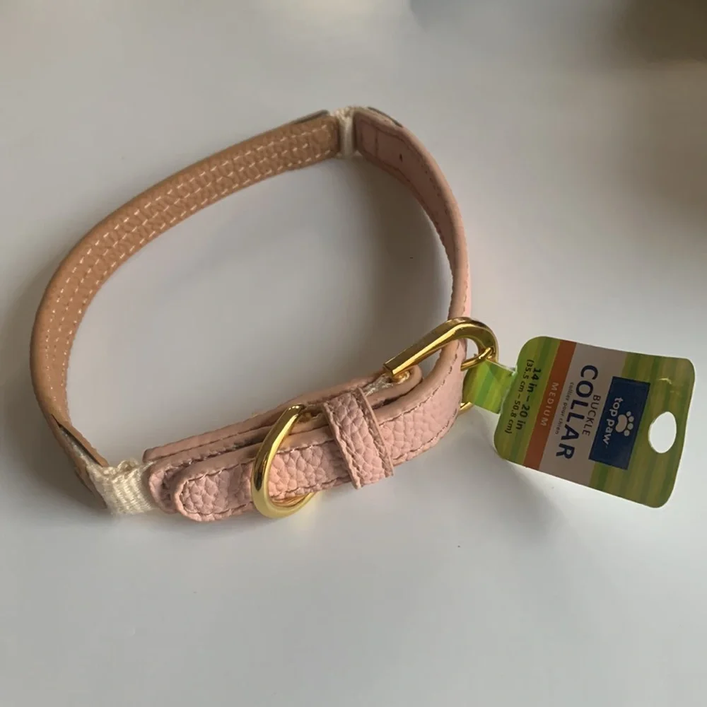 Top Paw Dog Collar pink and tan buckle 14-20in NWT